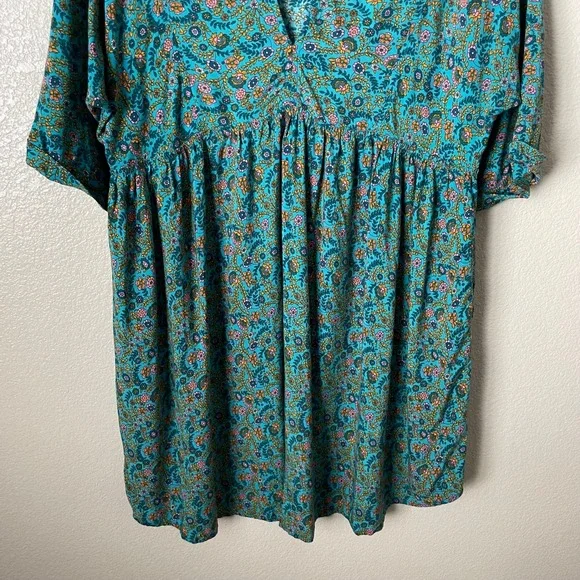 Natural Life Dress Womens Medium Teal Stella Floral Mini Babydoll Pockets Boho - Picture 5 of 11